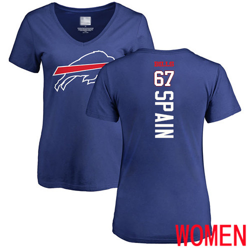 NFL Women Buffalo Bills #67 Quinton Spain Royal Blue Backer T Shirt->women nfl jersey->Women Jersey